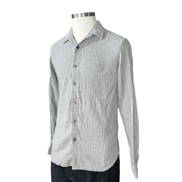 Theory Long Sleeve button down Shirt Gray & Black - Picture 1 of 6